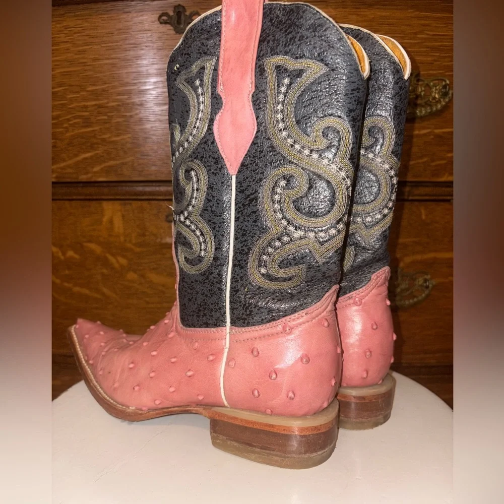 Rouswest Pink Ostrich Cowboy Boots Women’s 5.5 Made in Mexico - Picture 15 of 15
